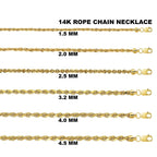 14K Yellow Gold Rope Diamond Cut Chain Necklace