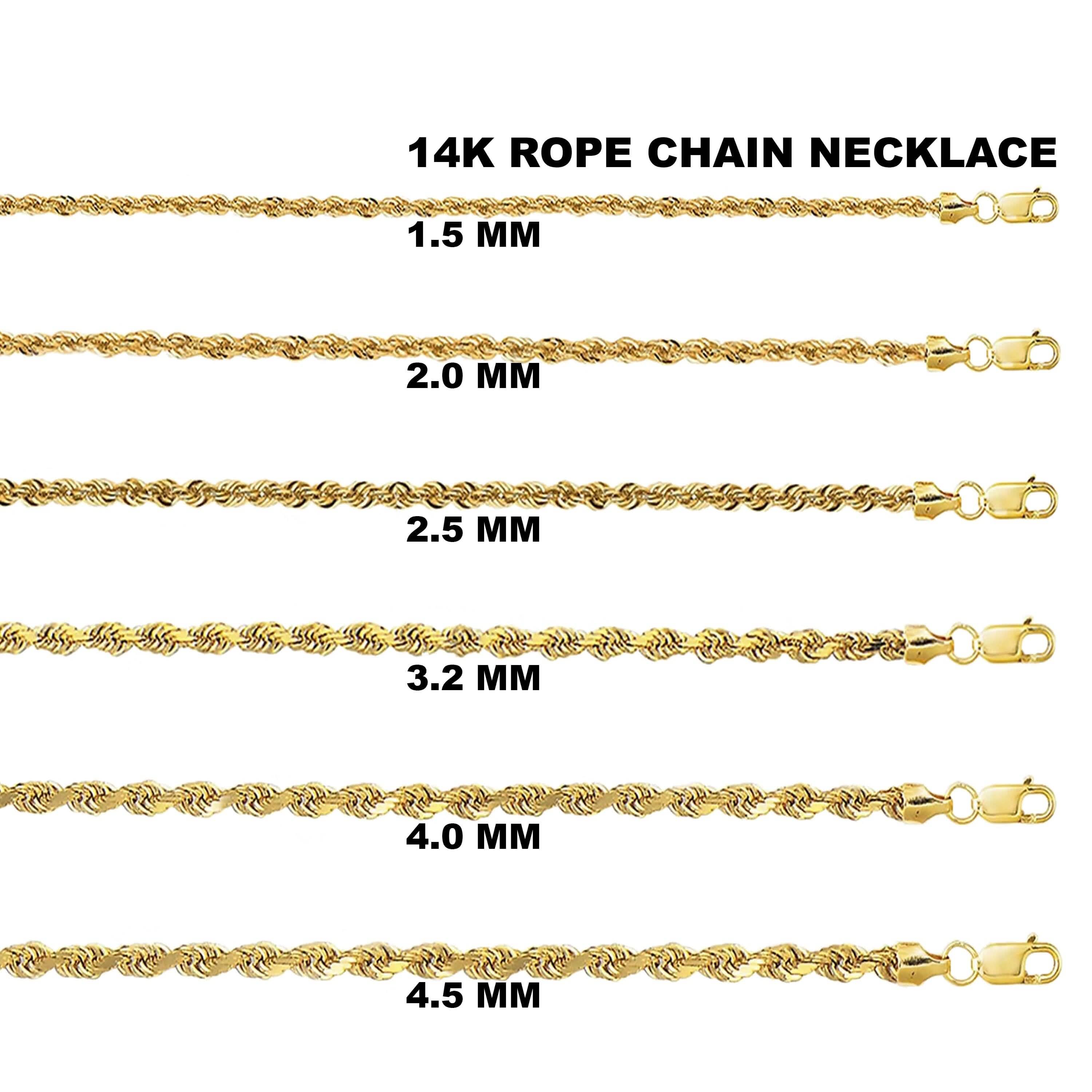 14K Yellow Gold Rope Diamond Cut Chain Necklace