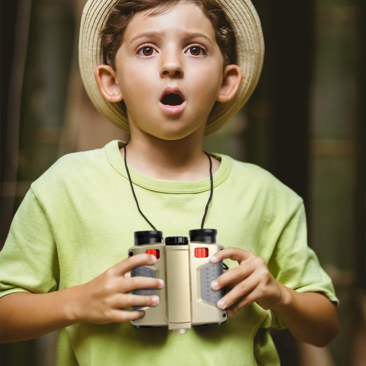 4x30 Kid Toy Night Vision Binoculars with Pop-Up LED Light