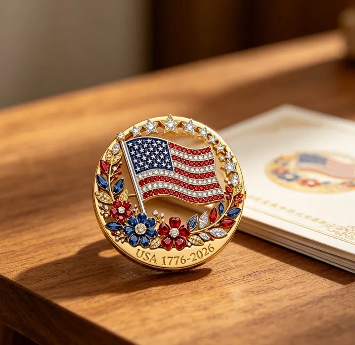 America 250th Anniversary Brooch – Patriotic Commemorative Pin for 2026 Celebration