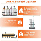 5-Pack: Shower Caddy Shelves with 18 Inbuilt Hooks