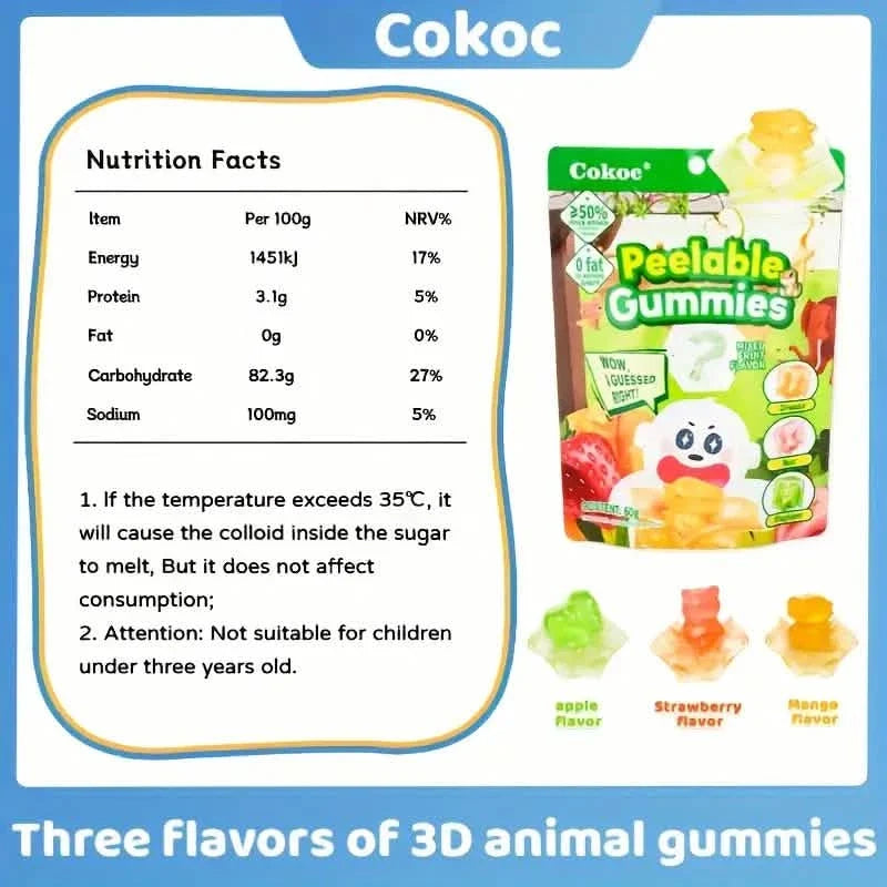 5-Packs: Fun Peeled Gummies - Mixed Styles, Different Flavors, Resealable Bags