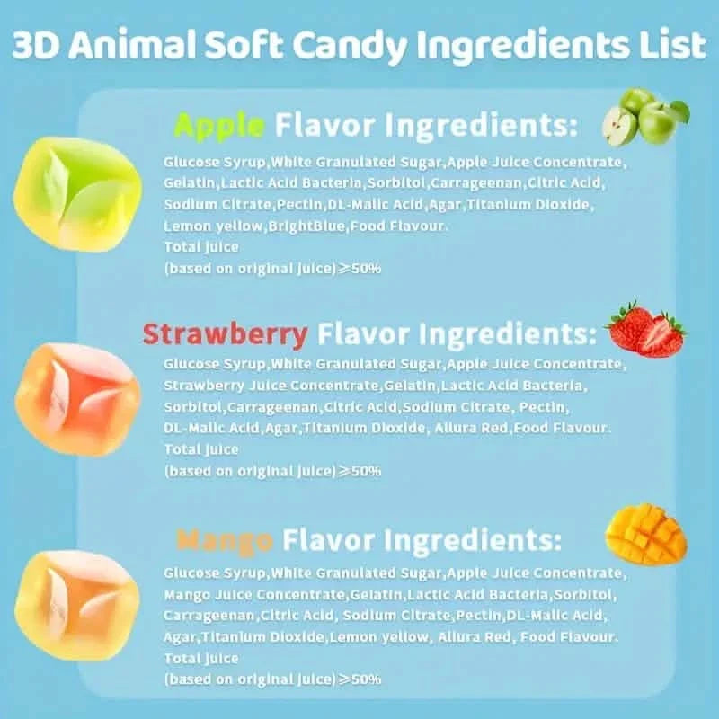 5-Packs: Fun Peeled Gummies - Mixed Styles, Different Flavors, Resealable Bags