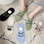 5-Pairs: Cartoon Print Low Cut Ankle Socks