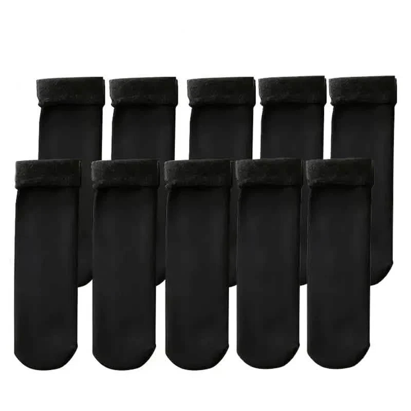 5-Pairs: Ultra-Soft Plush Lined Thermal Socks - Comfy Mid Tube Socks