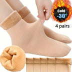 5-Pairs: Ultra-Soft Plush Lined Thermal Socks - Comfy Mid Tube Socks