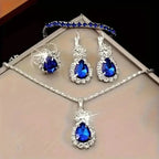 5-Piece Set: Stylish Jewelry Set for Women, Pair of Earrings, Necklace, Ring and Bracelet Adorned with Glass Accents