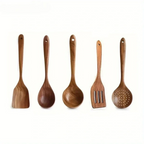 5-Piece Walnut Kitchen Utensil Set – Rustic Style