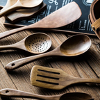 5-Piece Walnut Kitchen Utensil Set – Rustic Style