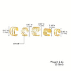 5-Pieces: Golden Leaf Cutout Ear Clips
