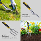 5-Pieces Set: Heavy Duty Garden Tool Set with Non-Slip Handle