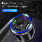 5 Port USB Fast Car Charger with LED Display