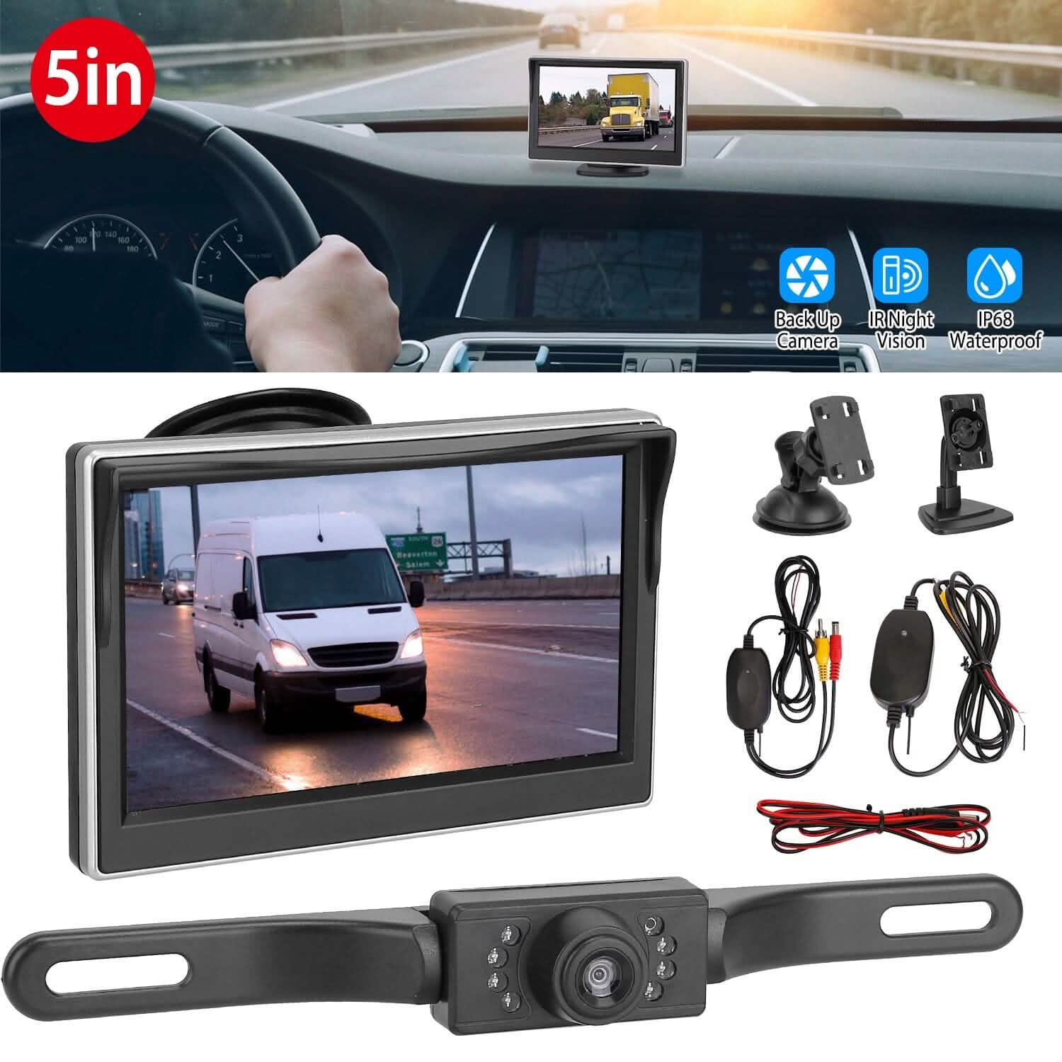 5" Screen Backup Camera Monitor Kit