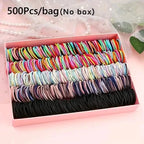 500-Pieces: Cute Elastic Hair Tie Polyester and Spandex Blend