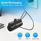 5000mAh Portable Phone Charger Built-in Type C Cable Dual Output