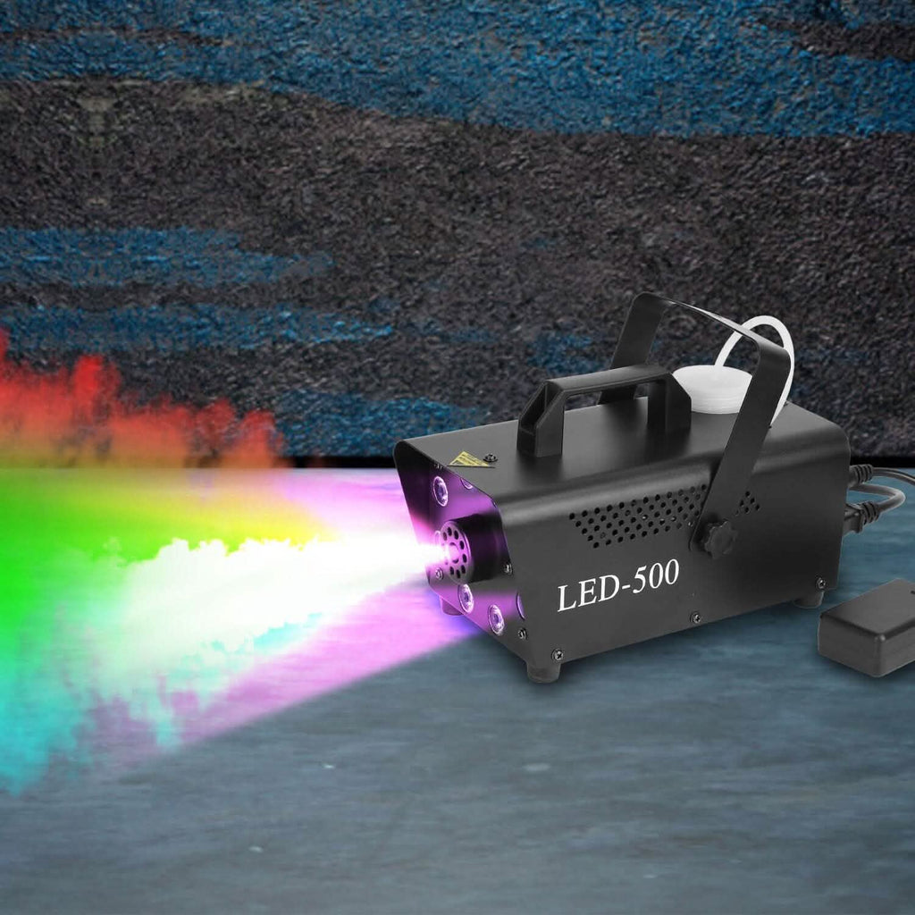 500W Fog Machine 2000CFM Colorful Smoke Machine with 8-Pieces LEDs 5 Lighting Effects 3-Level Brightness