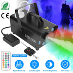 500W Fog Machine 2000CFM Colorful Smoke Machine with 8-Pieces LEDs 5 Lighting Effects 3-Level Brightness