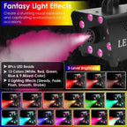 500W Fog Machine 2000CFM Colorful Smoke Machine with 8-Pieces LEDs 5 Lighting Effects 3-Level Brightness