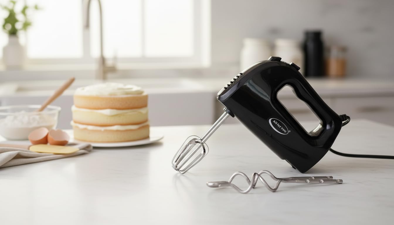 250-Watt 5-Speed Electric Hand Mixer with Whisk Attachment & Traditional Beaters