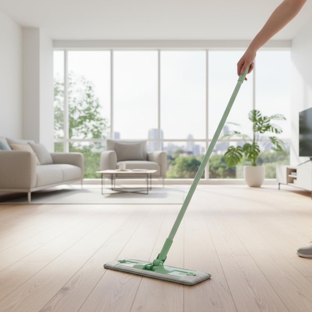 2-in-1 Dry & Wet Sweeper Mop Set with Handle – Reusable Floor Cleaning System for Hardwood, Tile & Laminate