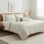 Botanical 5-Piece Comforter Set - Pintuck Bedding with Abstract Wave Design