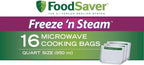 FoodSaver 1-Quart Freeze 'n Steam Microwavable Single-Cooking Bags, 16 Count, Clear (Pack of 8)