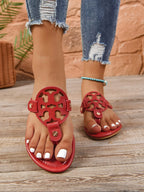 Women's Fashionable Plain Color Slide Sandals, Casual Comfortable Flat Sandals,Boho Casual Sandals