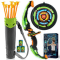 LED Bow & Arrow Toy Set for Kids Light-Up Archery Play Kit with Suction Cup Arrows (Blue/Green)