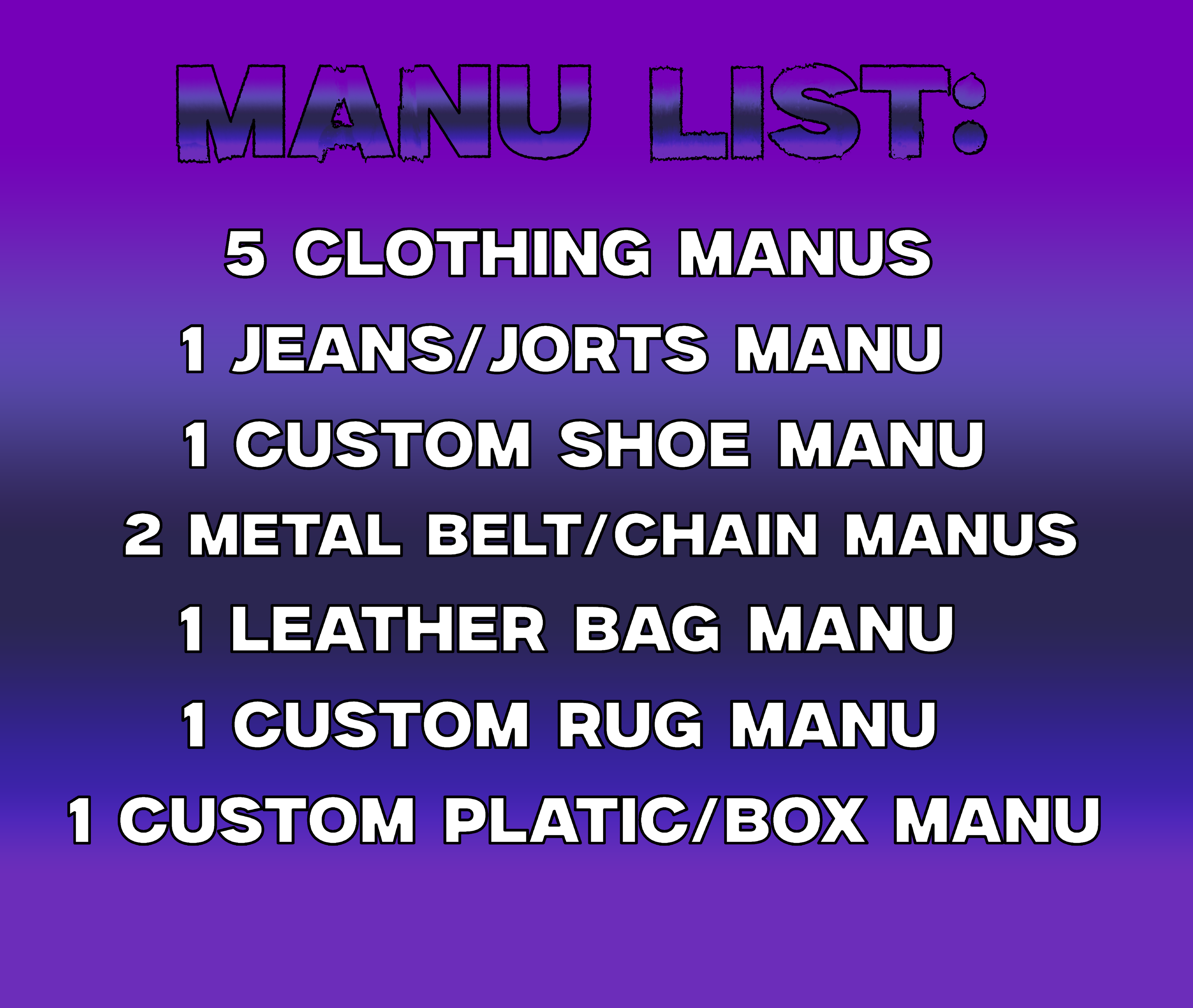 Manufacturer List