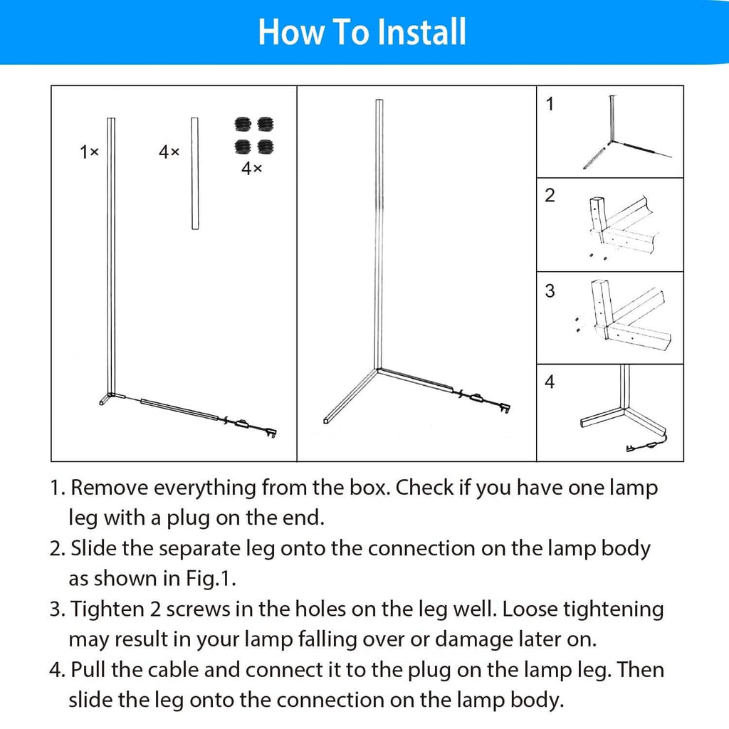 56" Floor LED Light Standing Lamp