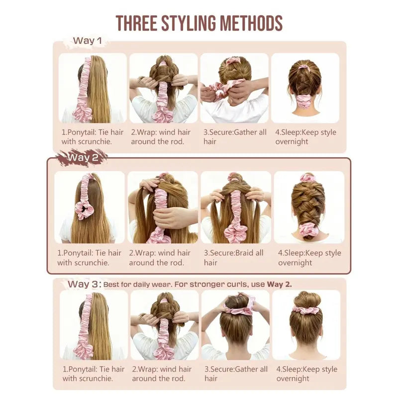 Multi-function Satin Heatless Hair Curler & Hair Tie Non