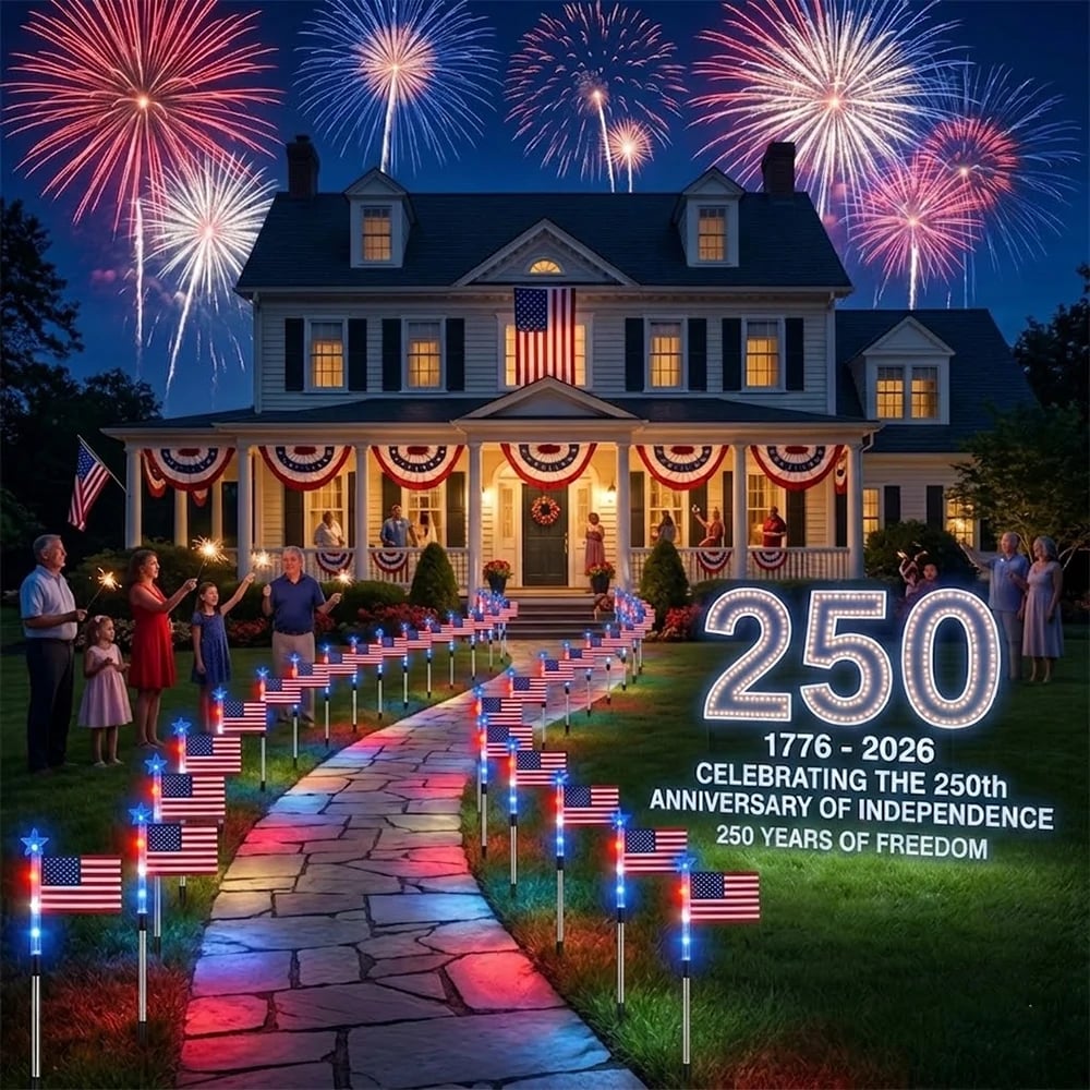 Solar-Powered American Flag Path Lights, 8-pack – Celebrating The 250th Anniversary Of American Independence