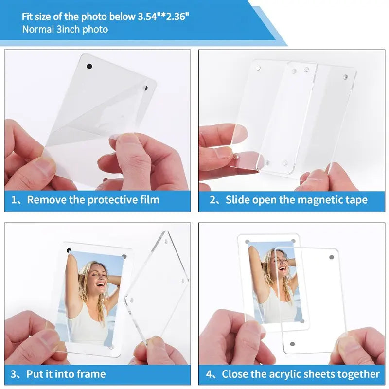 Wallet‑Size Magnetic Acrylic Photo Holder for Car & Fridge