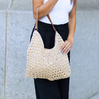 Dahlia Woven Straw Shoulder Bag