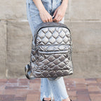 Jade Metallic Puffer Backpack