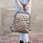 Jade Metallic Puffer Backpack