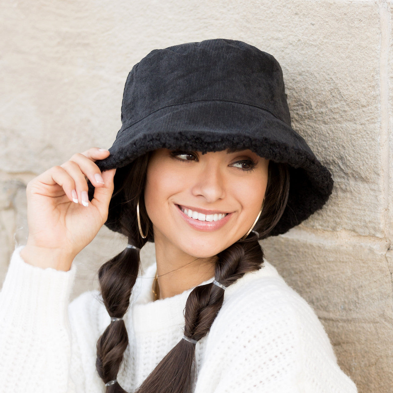 Reversible Sherpa Boucle Bucket Hat