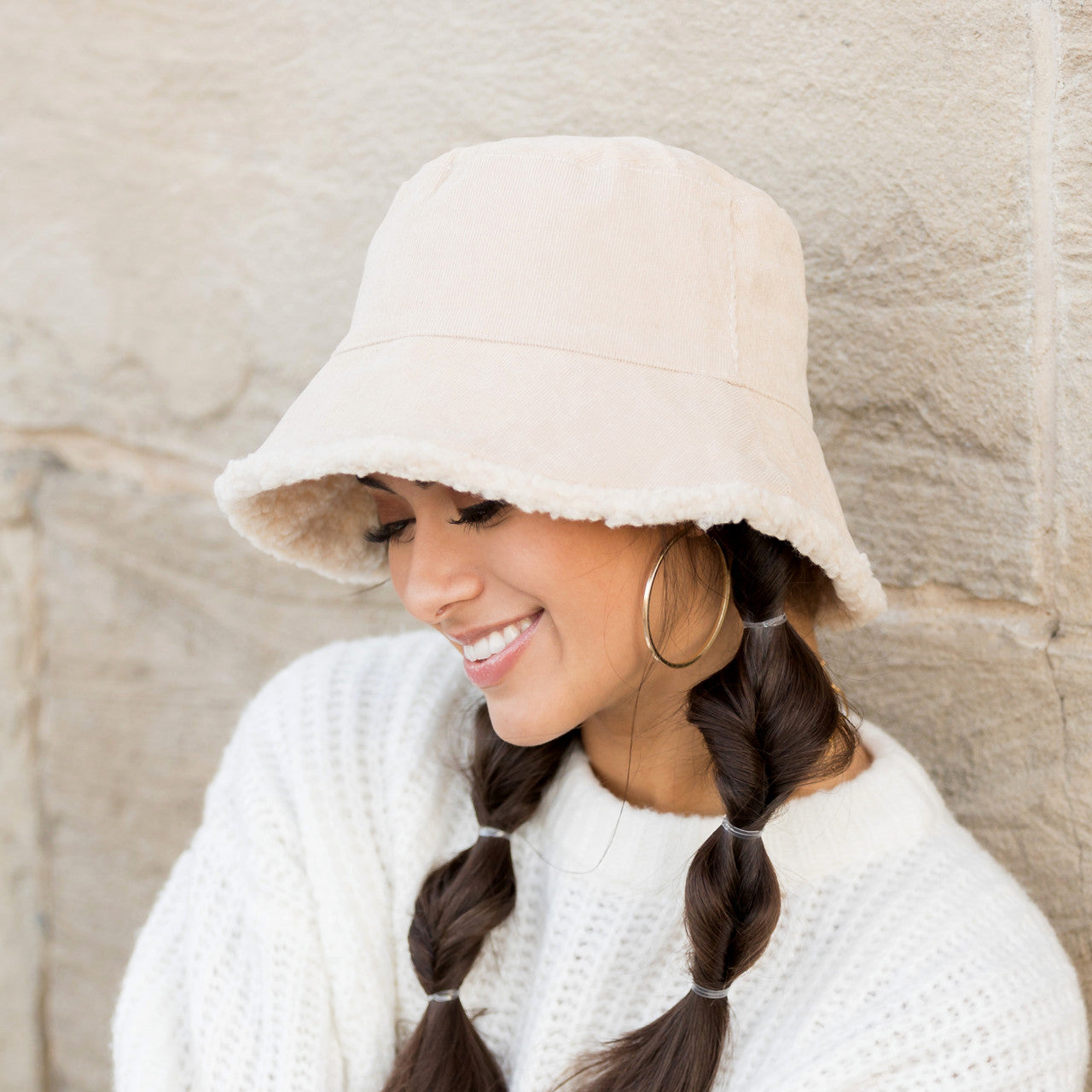 Reversible Sherpa Boucle Bucket Hat
