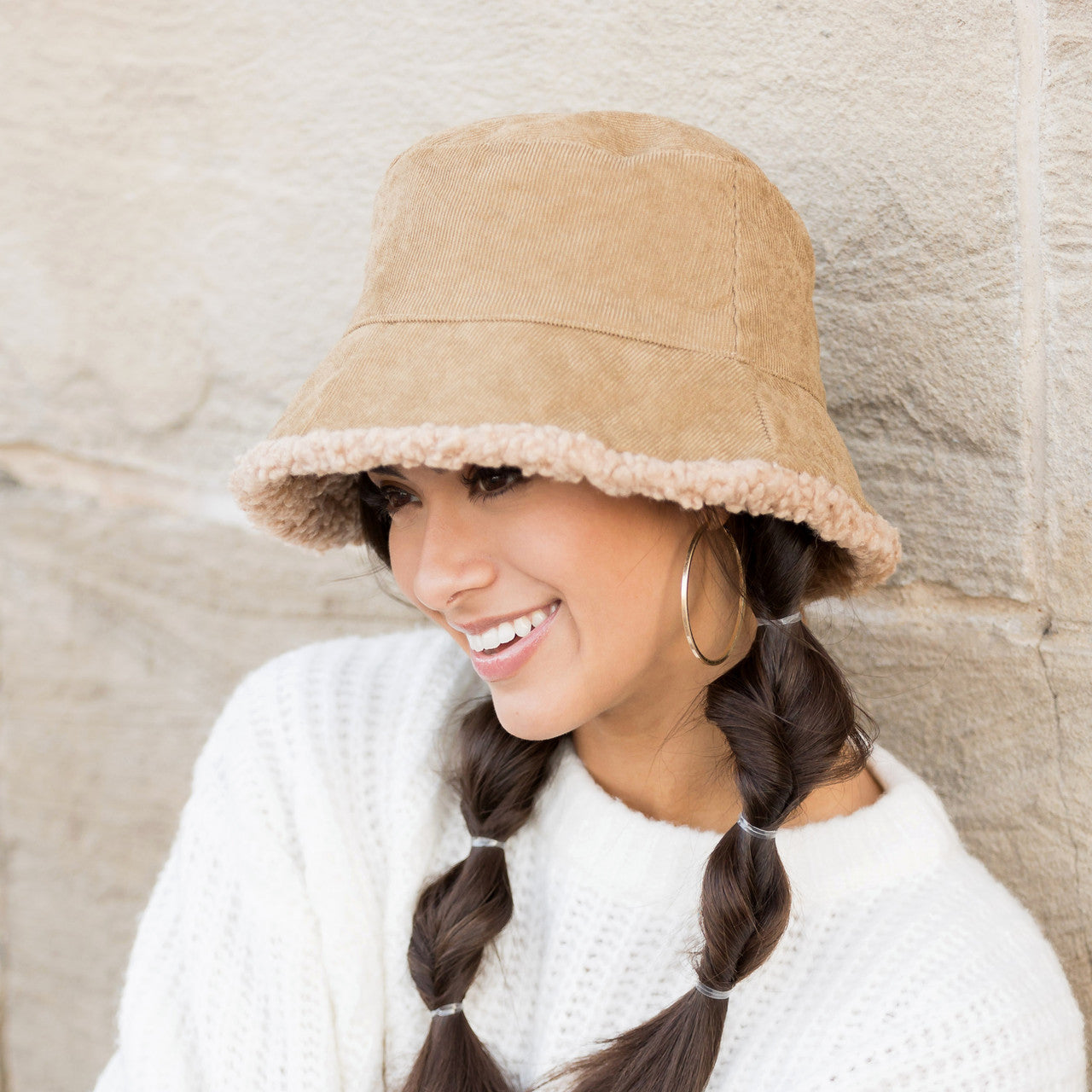 Reversible Sherpa Boucle Bucket Hat