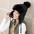Ribbed Pom Trapper Hat