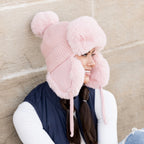 Ribbed Pom Trapper Hat