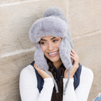 Ribbed Pom Trapper Hat