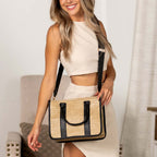 Mericela Mixed Media Straw Tote