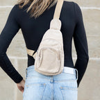 Ingrid Double Zip Corduroy Sling