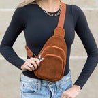Ingrid Double Zip Corduroy Sling