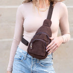 Ingrid Double Zip Corduroy Sling