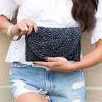 Foldover Straw Clutch