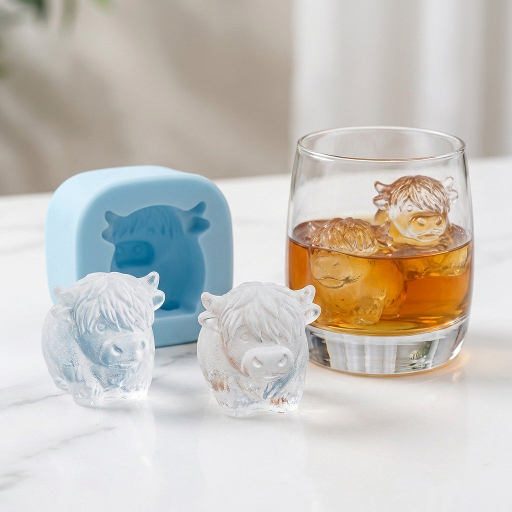 6‑Cavity Mini Highland Cow 3D Ice & Dessert Mold