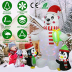 5.9Ft Christmas Inflatable Polar Bear and Penguin Blow Up Yard Outdoor Decoration with LED