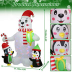 5.9Ft Christmas Inflatable Polar Bear and Penguin Blow Up Yard Outdoor Decoration with LED